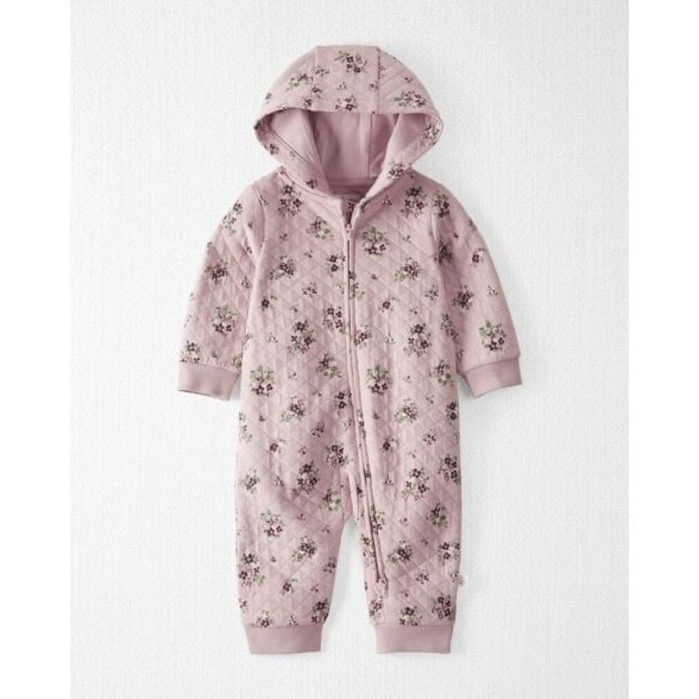 Baby Quilted Double Knit Floral Pram Made with Organic Cotton